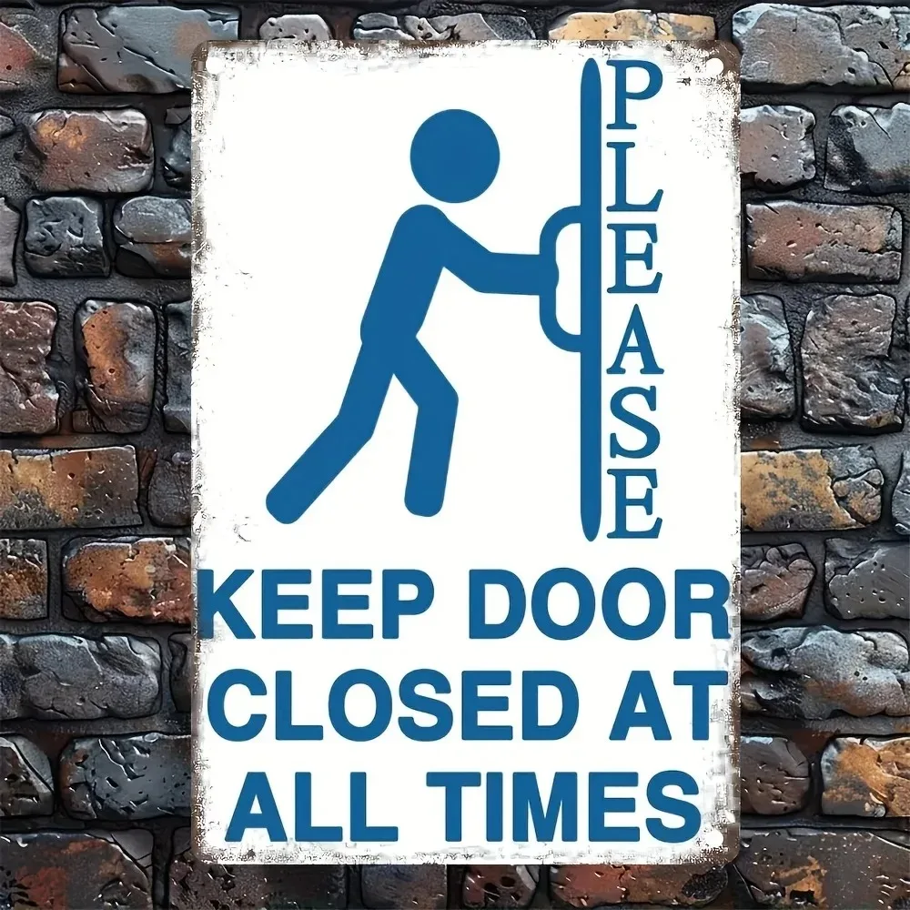 Modern Waterproof Aluminum Wall Art 12x8 Inch Durable Metal Door Closed Reminder Sign for Home Office Decor