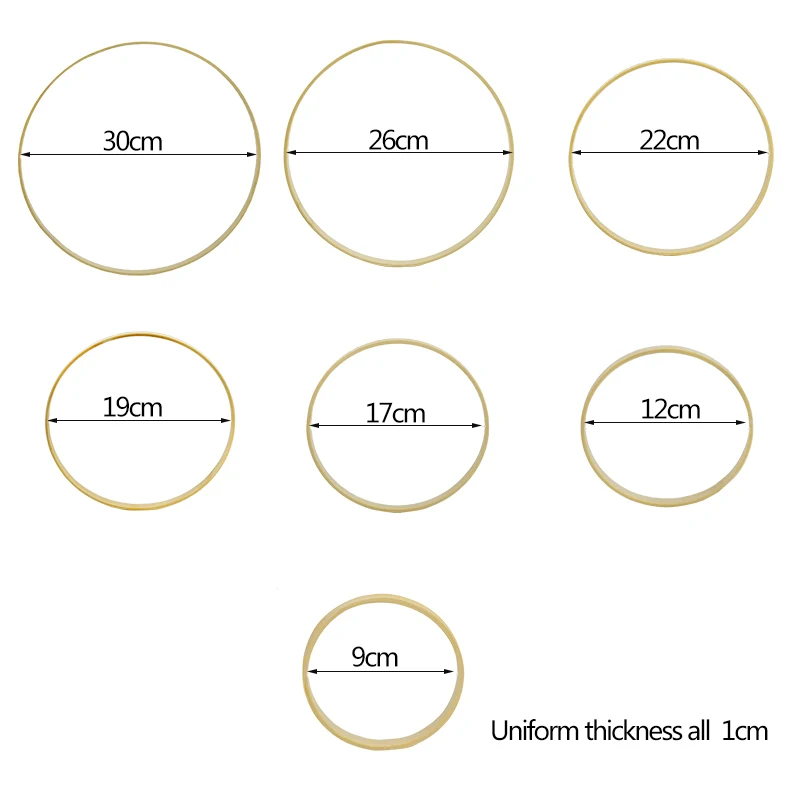 5Pcs 9/12/17/19/22/26/30cm Ring Round Wooden Ring Bamboo Hoop Frame DIY Wreath Decorative Circle Craft Tools Wedding Decoration