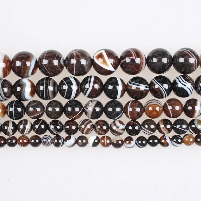Natural Stone Beads AAA Coffee Stripe Agates Round Loose Beads 6 8 10 12 14mm Beads For Bracelets Necklace Diy Jewelry Making