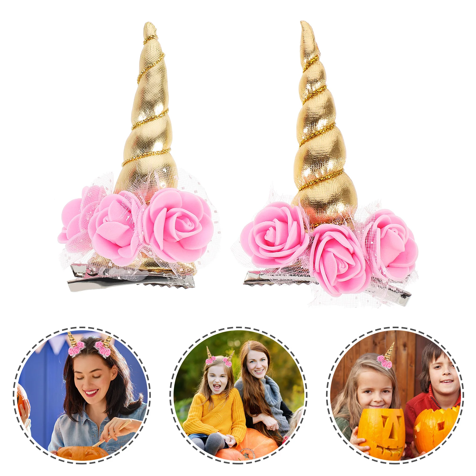 

2 Pcs Halloween Hair Clips Lovely Bow Baby Jewelry Mini Accessories Fabric Kids Pin Claw