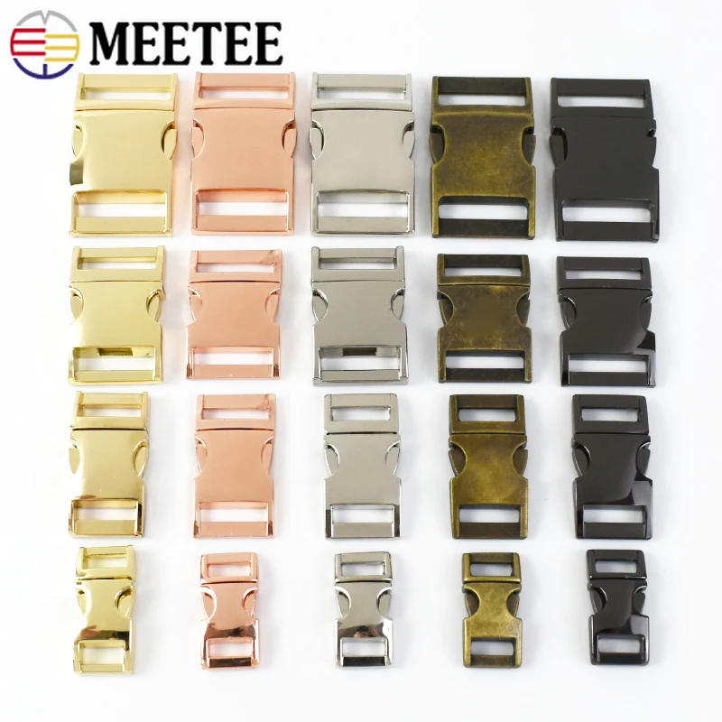 2Pcs Meetee 10/15/20/25mm Metal Quick Release Buckle Webbing Strap Backpack Bag Belt Side Clip Clasp DIY Hardware Accessories