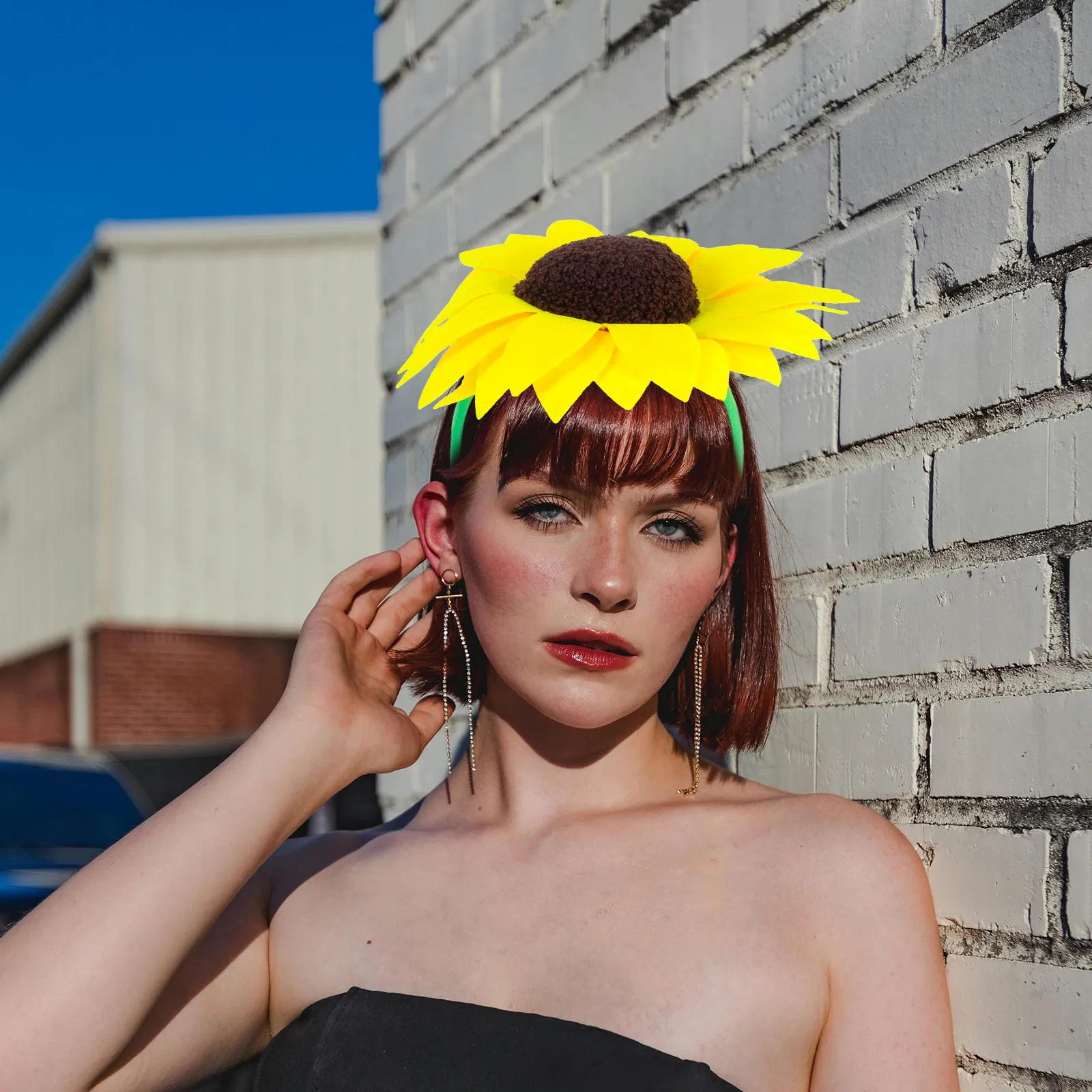 

Sunflower Headband Women Fabric Flower Hair Accessories Party Photo Prop Cosplay Floral Hair Hoop Headdress for