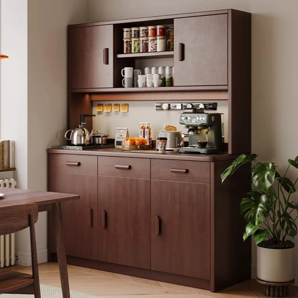 Solid Wood Dining Side Cabinet Integrated Wine Tea Cabinet Kitchen Living Room Storage Storage