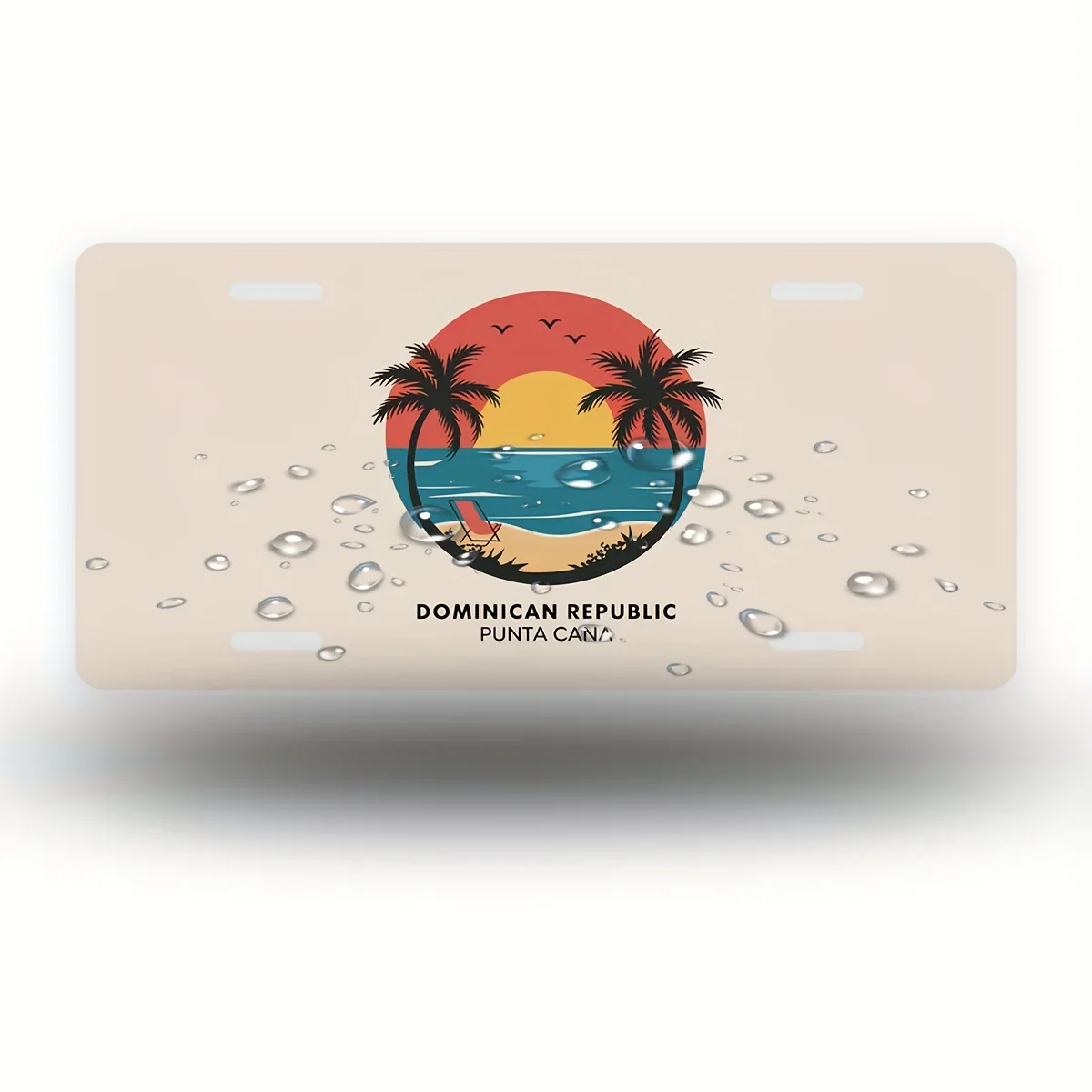 2D Flat  Aluminum License Plate Frame And Cover | Dominican Republic Punta Cana, Unisex, Wall Mount, Suitable for Halloween