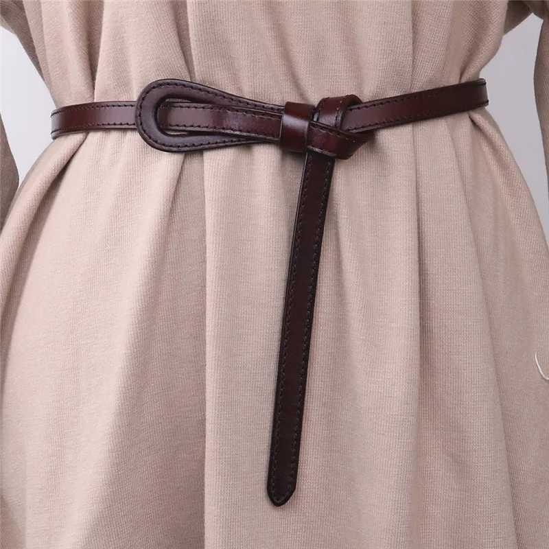 Dress belt ladies versatile fashion sweater with skirt shirt women's stiletto coat leather trim belt black