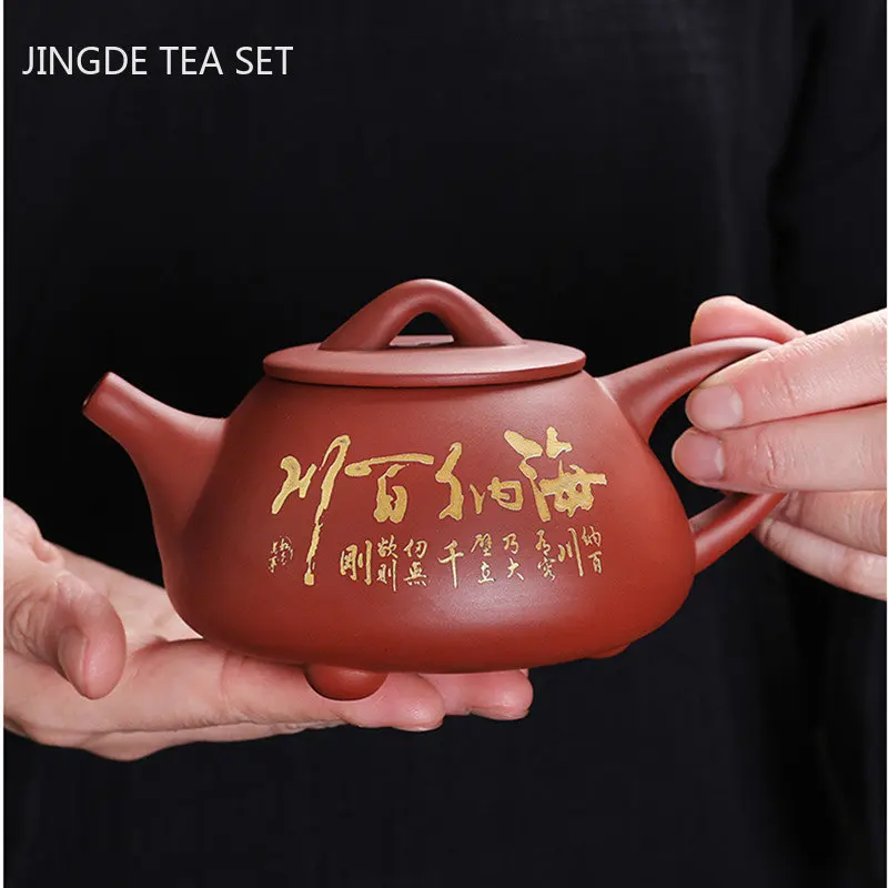 

250ml Yixing Purple Clay Teapot Ball Hole Filter Stone Scoop Kettle Chinese Handmade Beauty Pot Authentic Raw Ore Zisha Tea Set