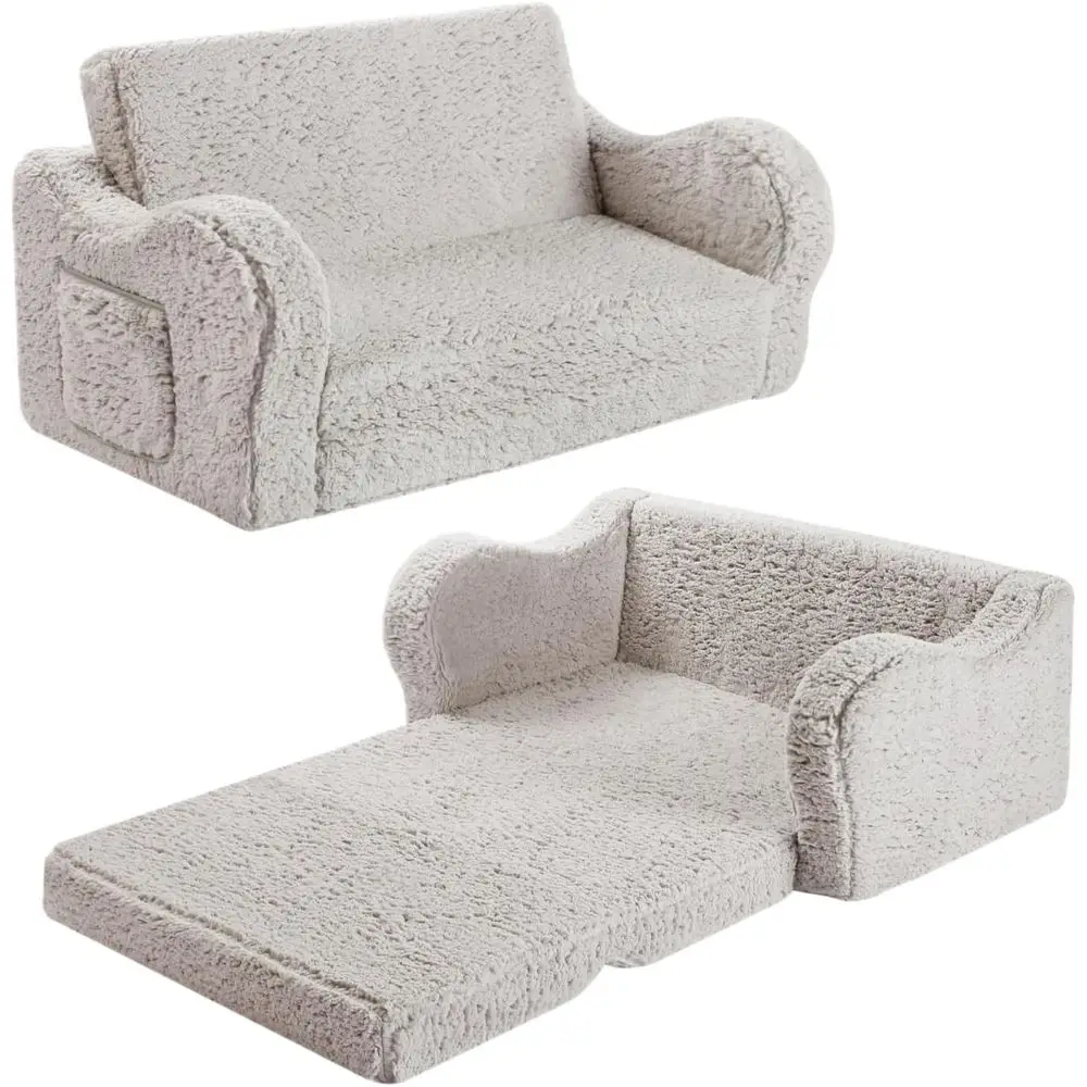 

Детский раскладной диван-кровать 2-в-1, кресло-лежак для малышей, очень широкое, серое