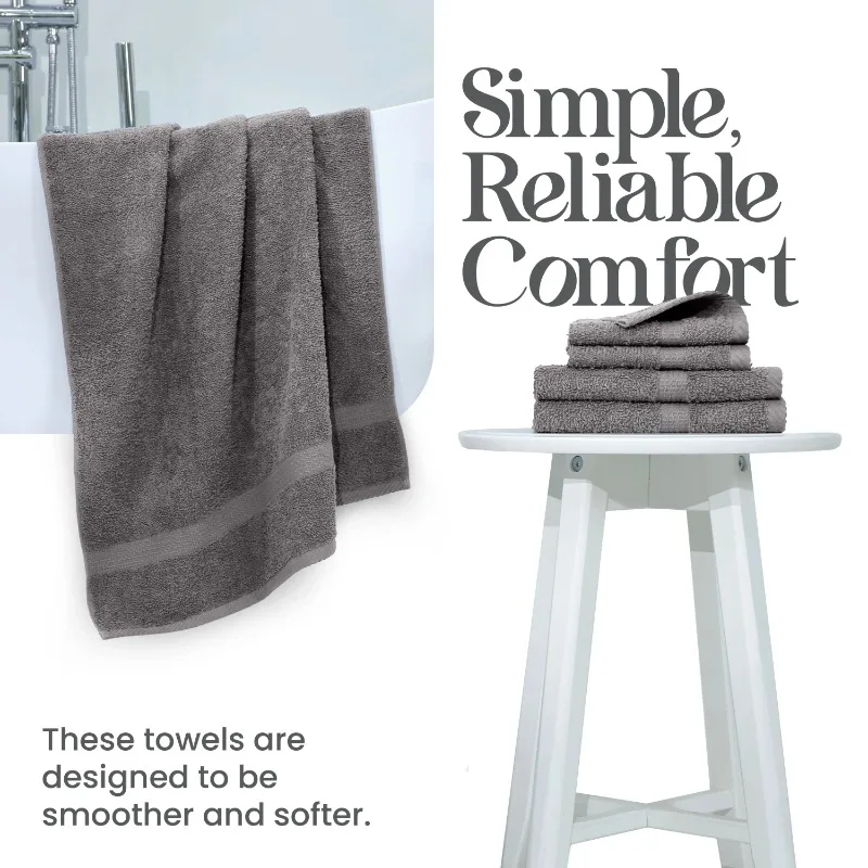 U 타월 세트 600 GSM 100% 면 고흡수성 부드러움 일상 사용에 이상적(회색)