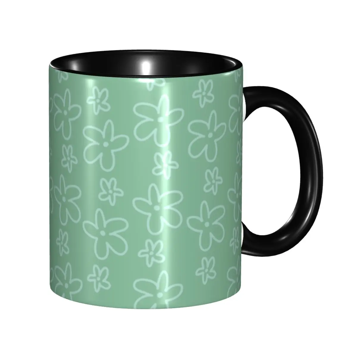 

DIY Sage Green Flowers Ceramic Mug Custom Coffee Cup Creative Present