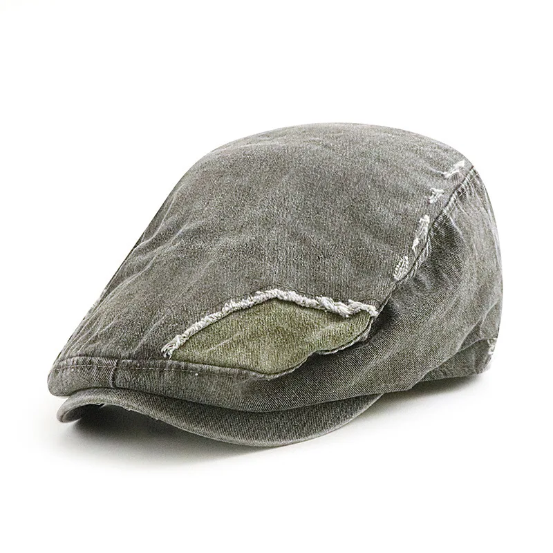 

Parent-child Stitching British Men's And Women's Beret Worn Looking Washed-out Peaked Cap Retro Artistic Bay Hat