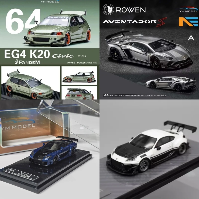 YM 1:64 Pandem EG4 K20 Aventador S Fujiwara GR86 RX-7 Veilside Resin Model Car