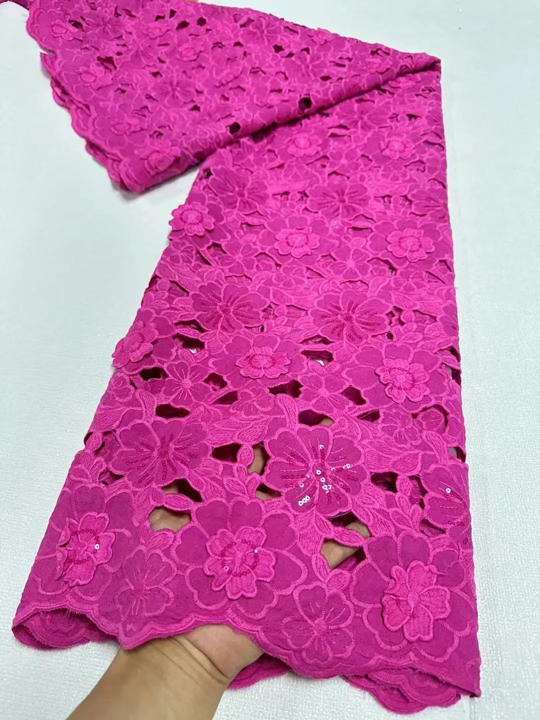 African Lace Fabric Orange 2024 High Quality Water Soluble Nigerian Embroidery French Guipure Cord Lace For Wedding Sewing