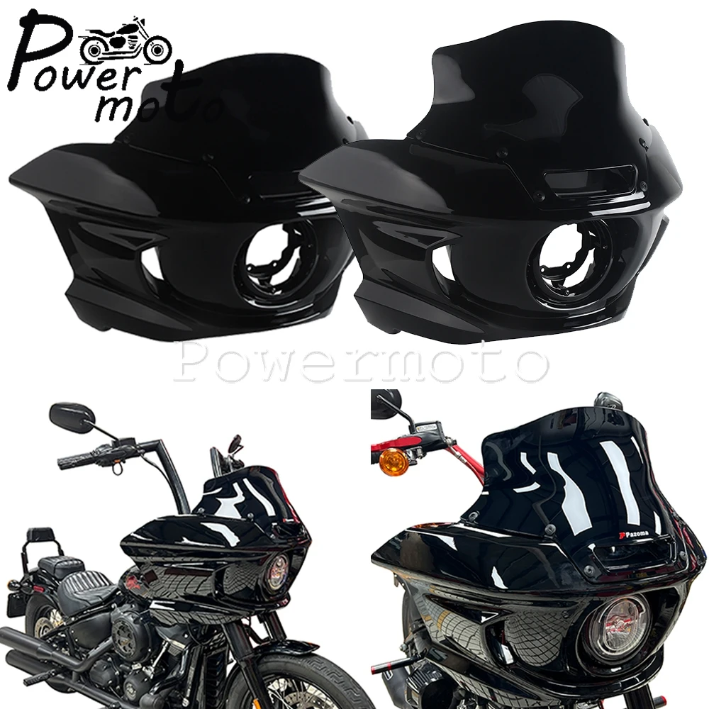 

Motorcycle Headlight Fairing Cover ABS Headlamp Windscreen For Harley Softail Street Bob Standard Low Rider Windshield Cowl Mask