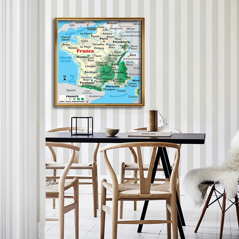 The Korea Topography Map 90*90cm Wall Art Poster Decorative Prints Non-woven Canvas Painting Home Decor Office School Supplies