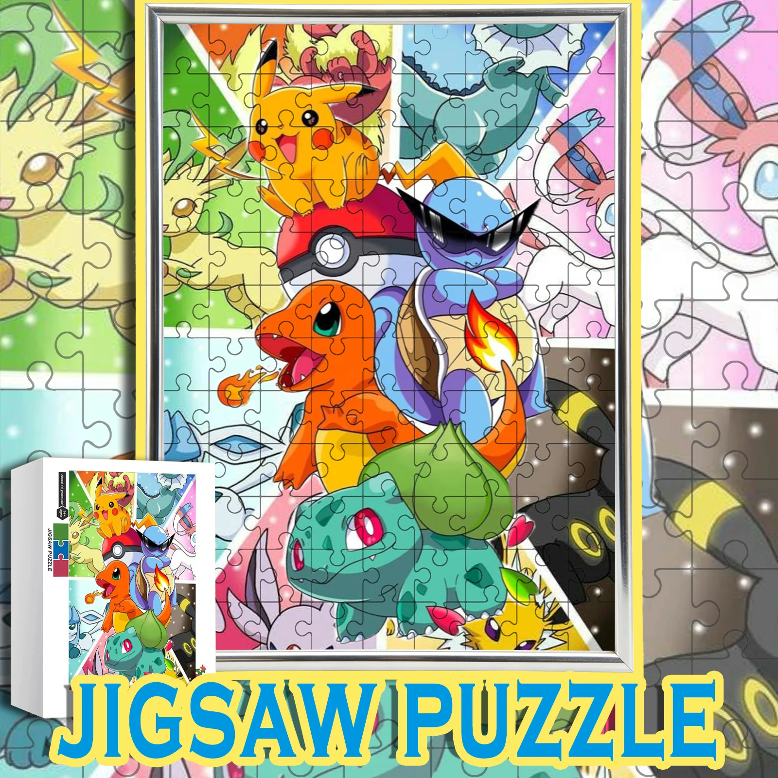 

Kanto Starters & Pikachu Nostalgic Collage Anime Wooden Jigsaw Puzzle 108/200/300/500/1000pcs Color Box