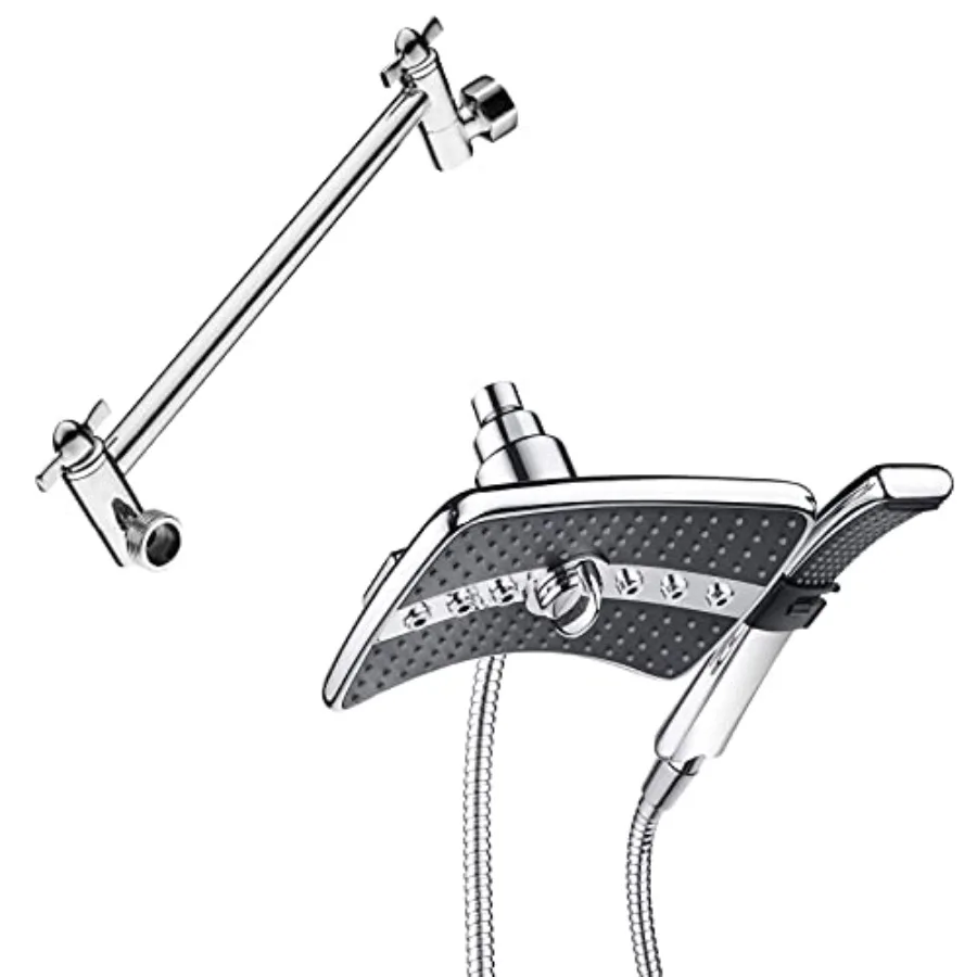 

Dual Shower Head Combo Set Handheld Showerhead Rainfall Shower Head Combo Matching 10 Inch Brass Adjustable Shower Extension Ar
