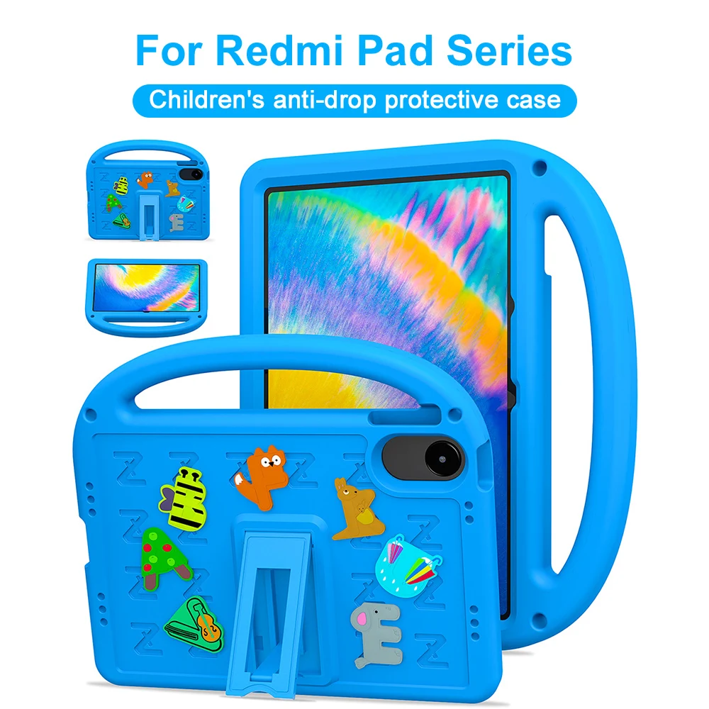 

Детский безопасный чехол из ЭВА для Xiaomi Redmi Pad SE 8,7 Pad 2 11 Pro 12,1, портативный противоударный защитный чехол для планшета с ручкой и подставкой