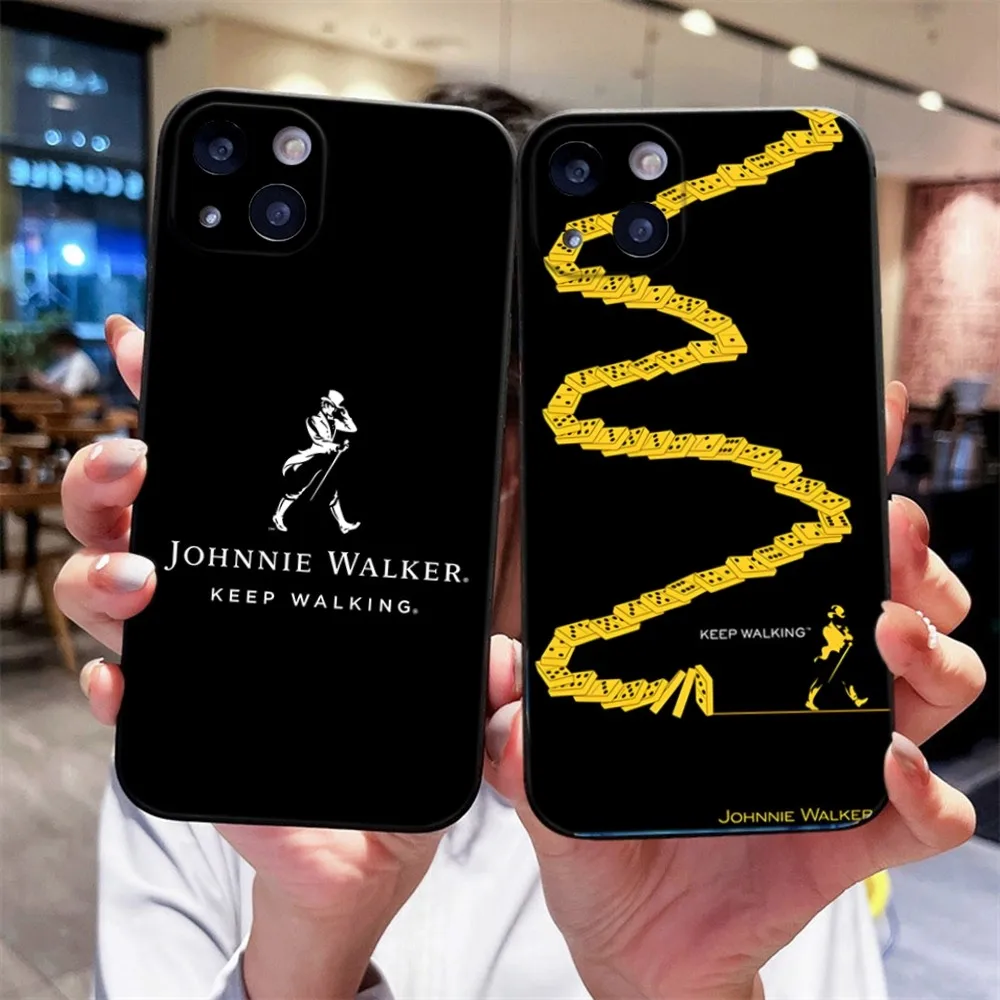 Capa com logotipo J-Johnnie Walker, capa de silicone preta macia para iPhone 14,13,12 Mini, 11 Pro, XR,X,XS,MAX, 6S,7,8 Plus