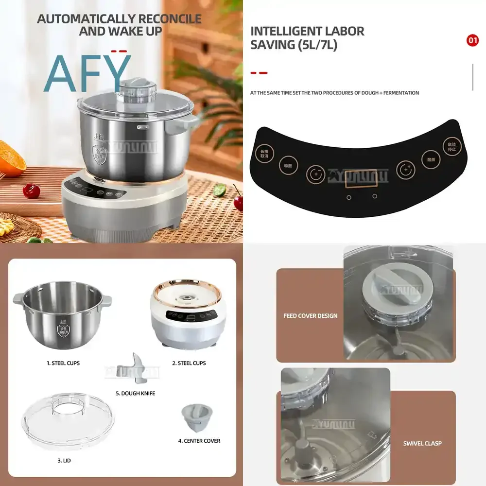 7L Stainless Steel Food Mixer for HY-01 Electric Dough Kneading Machine Automatic Large Capacity Kitchen Appliance for Baking