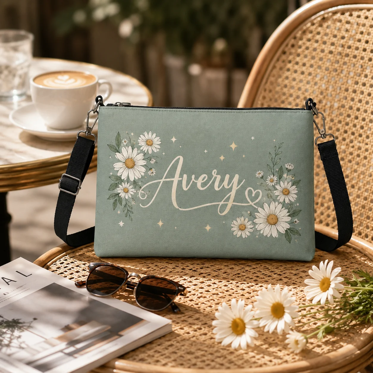 Personalized Square Crossbody Bag Custom 290 Twill Composite Shoulder Purse with Name Photo Logo for Women Birthday Travel Gift