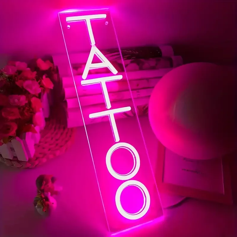 TATTOO Neon Light Wall Sign for Tattoo Salon Studio Shop LED Neon Art Decor for Business Stores Logo Window Display Man Cave