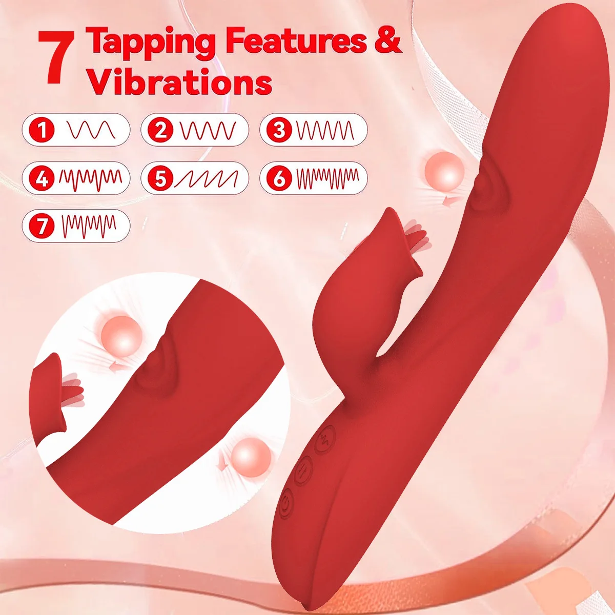 7-frequency Tongue Licking And Slapping Vibrator Three-point Vibration Vaginal Massager Clitoral G-spot Stimulator Adult Sex Toy