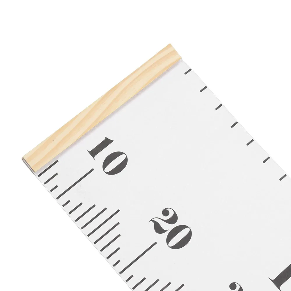 Picture 6: Dual Scale Mark Growth Height Chart Pine Wood 78.7x7.9in Canvas Height Measuring Ruler Black White Rectangle