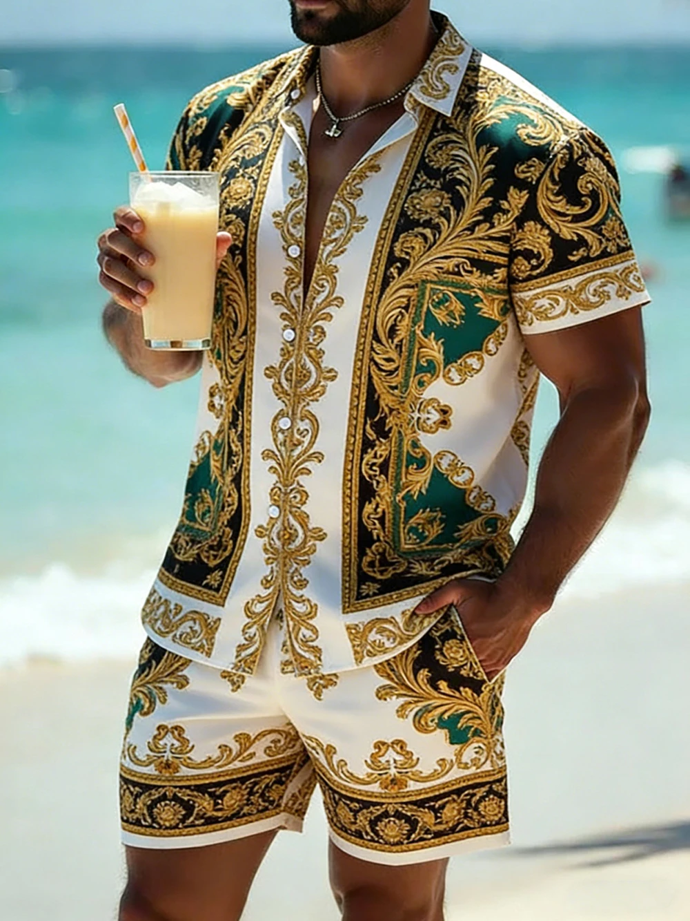 new's Men's Summer Cool Short - Men Formal Party Wear Shirt 评论和价格