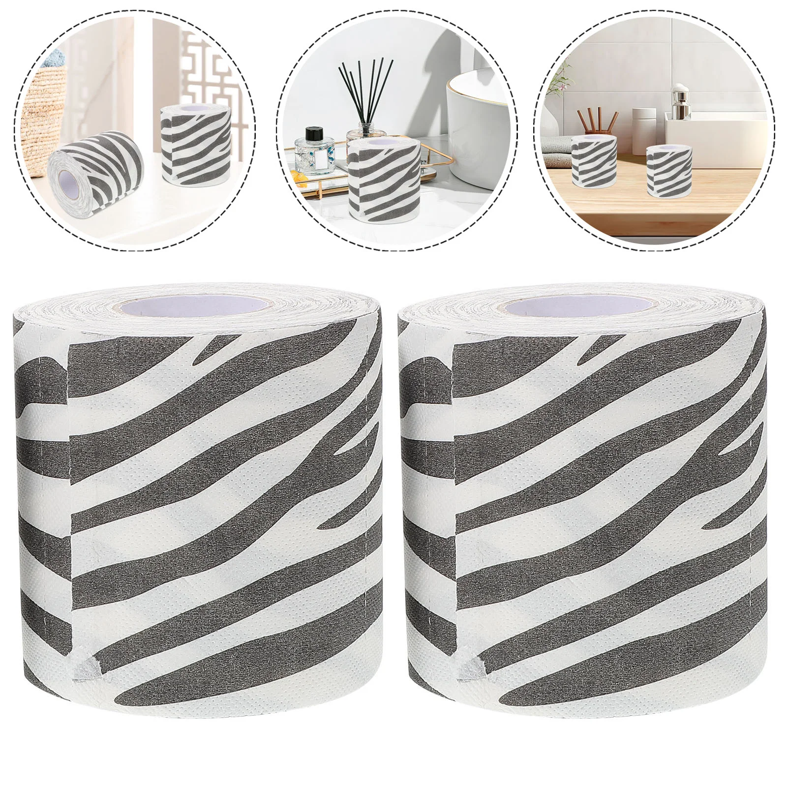 

2 Pcs The Animal Printed Roll Paper Duct Tape Black White Zebra Fabric Party Decorations Touch Ribbon Toilet Mother