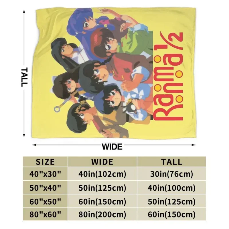 Ranma 1/2 Saotome Pig Girls Blanket Soft Warm Flannel Throw Blanket Plush for Bed Living room Picnic Travel Home Sofa