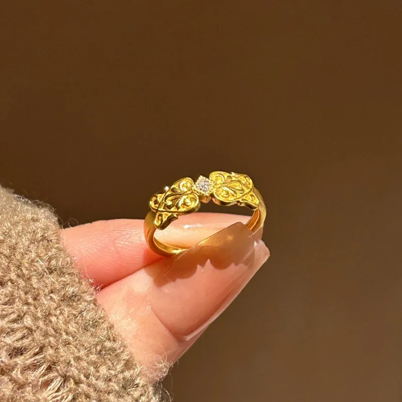 القرون الوسطى خمر الماس مجموعة الذهب القوس افتتاح حلقة الأزياء الخفيفة الفاخرة المتخصصة افتتاح حلقة قابلة للتعديل #1