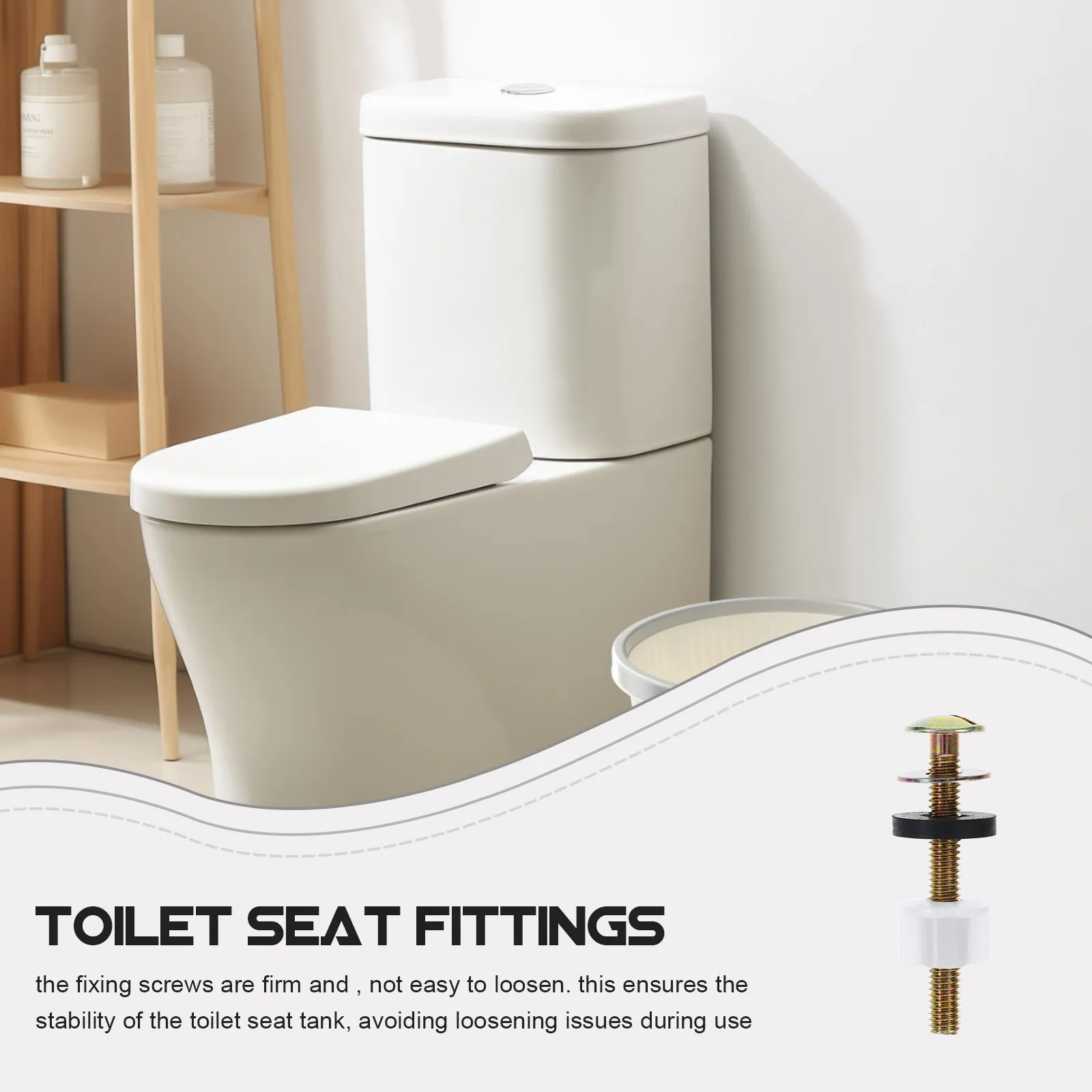 2Pcs Universal Toilet Tank to Bowl Bolt Kit Heavy Duty Metal Plastic Rubber Fittings Split Design Waterproof Sealing Ring Easy