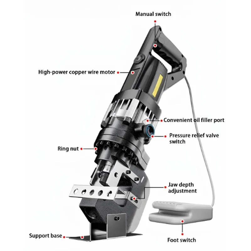 Electric Hydraulic Punching Machine Pure Copper Motor Portable  Hydraulic Punching Tool Angle Iron /Channel Steel Puncher