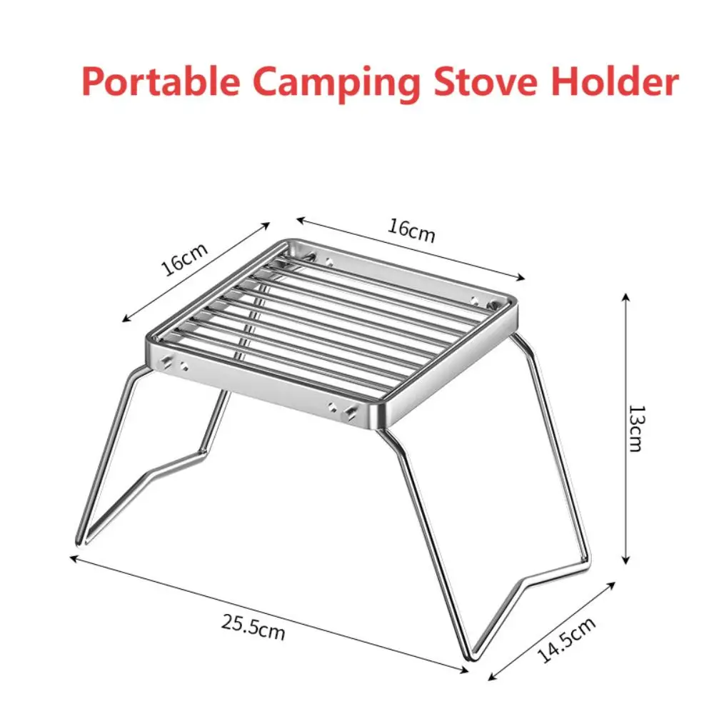 

Portable Camping Stove Holder Stainless Steel Folding Mini BBQ Rack Set Pot Stand for Outdoor Cooking Camping Kitchen