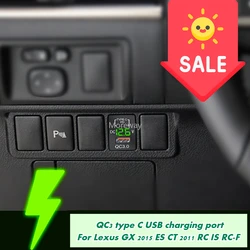 LED Fast Charging Dual USB Charger Type-C PD Adapter for Lexus GX 2015 ES CT 2011 RC IS 2017 RC-F 2016 Accessories Auto