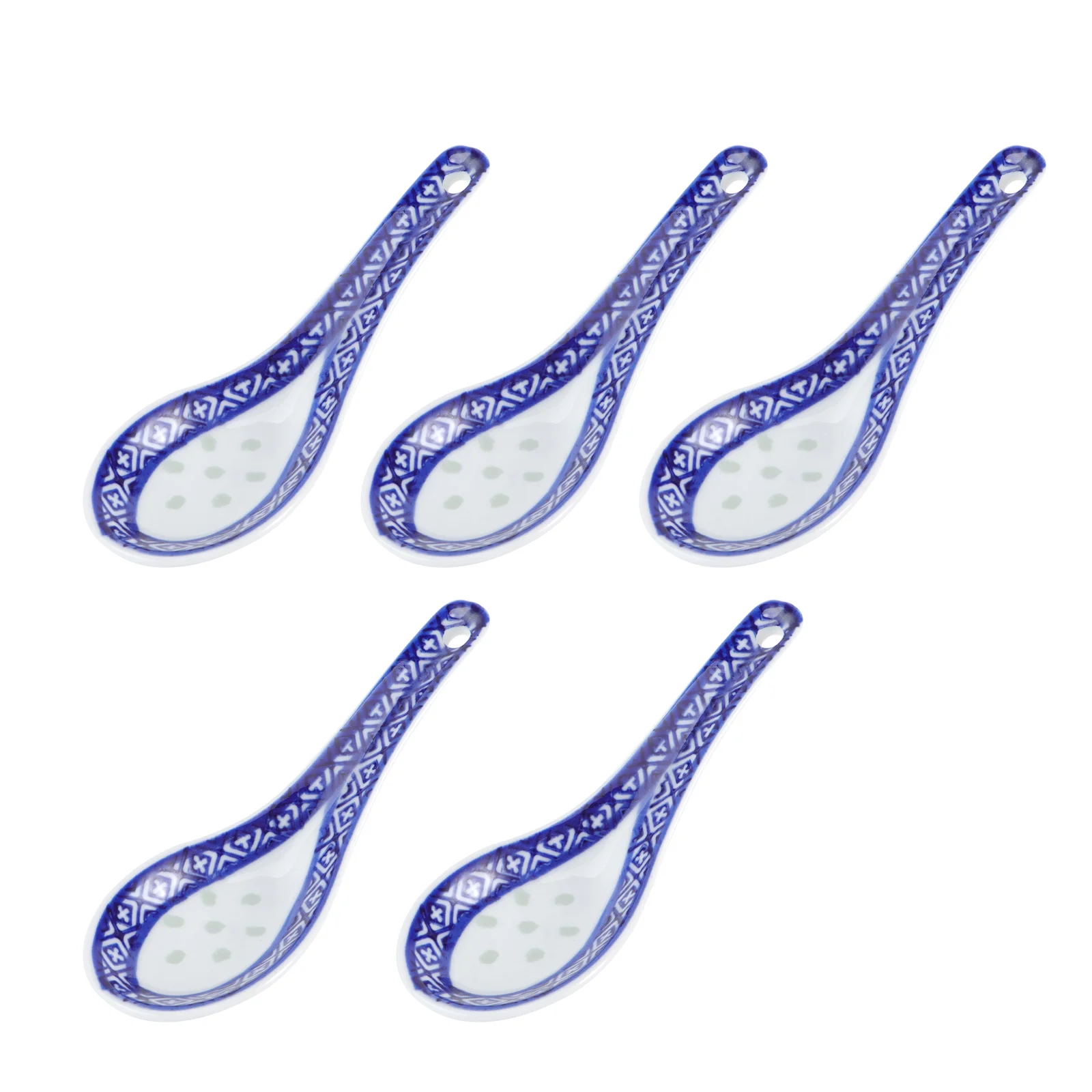 5pcs Blue White Ceramic Spoon Premium Porcelain Soup Ladle Heat Resistant Tableware Kitchen Utensil Multi Function Chinese Style