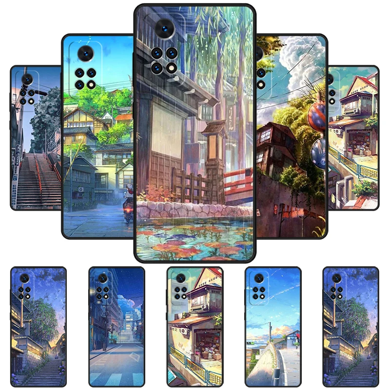 Unique Anime Hand painted House Scenery Phone Case For Redmi Note 11 EPro 11S 10T 9S Promax 8 Pro Xiaomi 11 12X 12S Cover