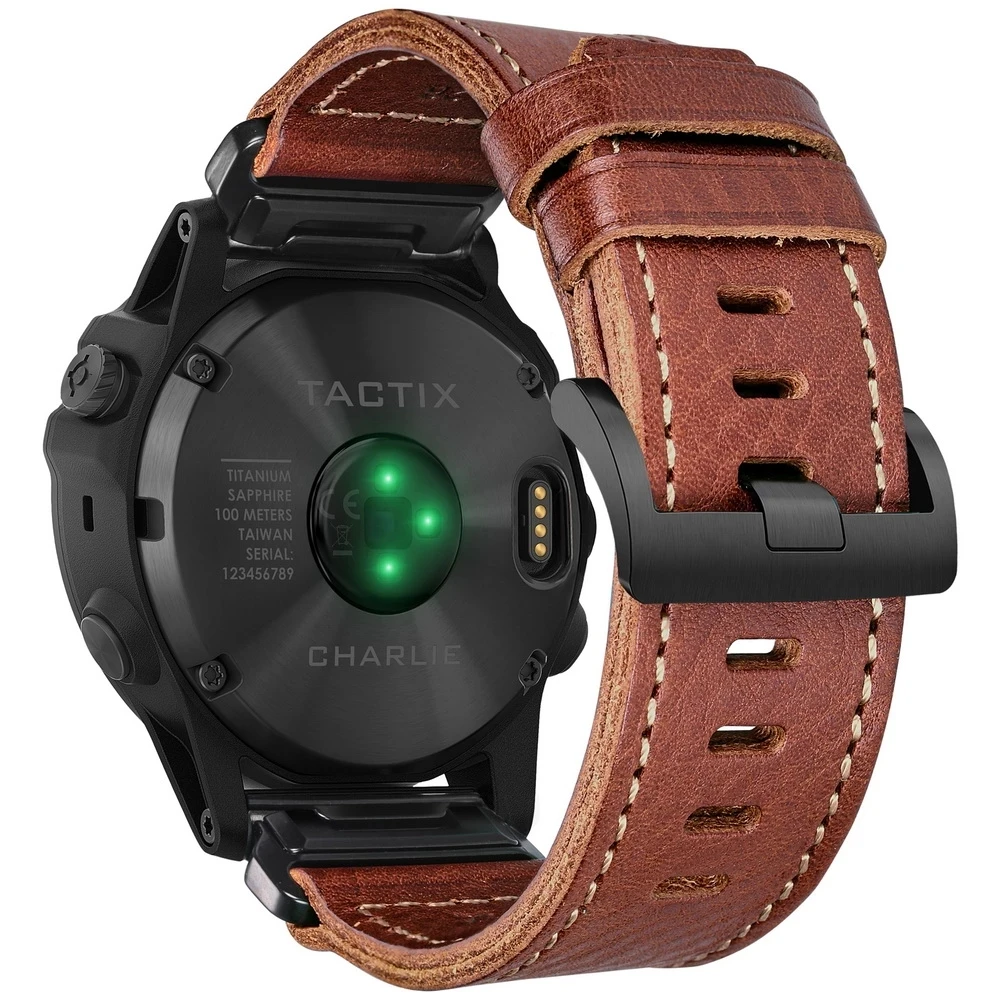 

HEMSUT Leathe Watch Band For Garmin Cowhide Wrist Strap Compatible With Fenix/Tactix/Forerunner/Vivoactive/Approach/MARQ/Quatix