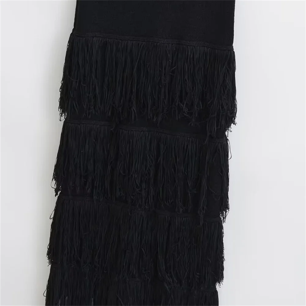 2024 RARF autumn new European and American style fashionable niche temperament tassel long knitted dress