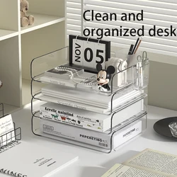 Paper Organizer Letter Tray, 4 Pack Acrylic Stackable Desk File Organizer,Clear File Organizer for Desk, Office Organizer