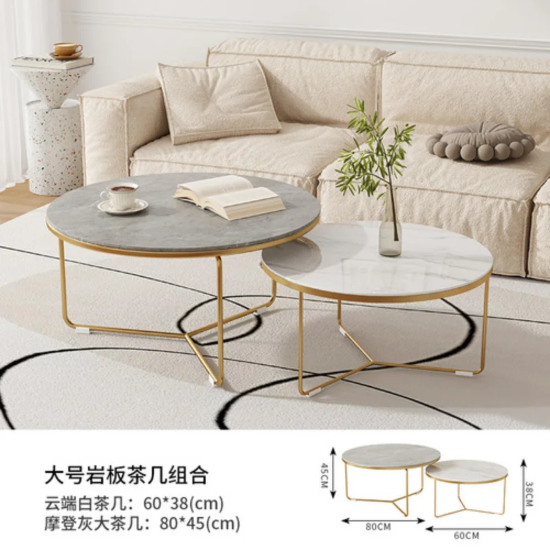 Silver Luxury Coffee Tables Round Drawer Storage Minimalist Coffee Tables Modern Nordic Mesas Stoliki Kawowe Home Furniture