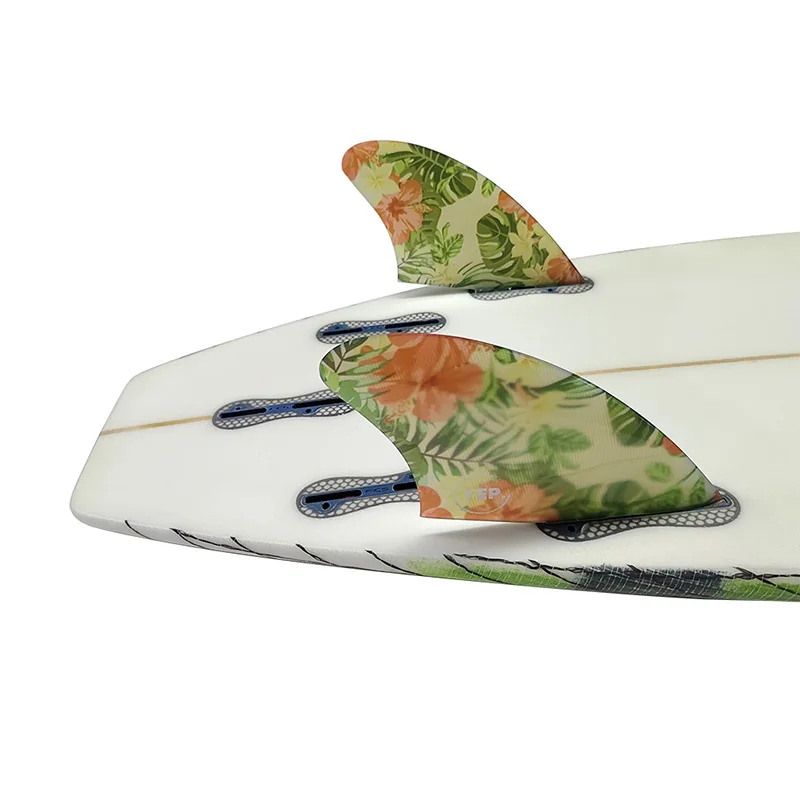 Neue Design Fiberglas Twin flossen Doppel Tabs 2 Kiel flossen seite fin surf flossen 2 stücke pro set Poliert blume muster UPSURF Kiel Fin