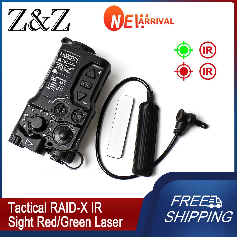 

Tactical Metal RAID-X Green Red Laser Vsible Beam IR Aiming Indicator with Hot Button Switch For Airsoft Weapons Scout Light