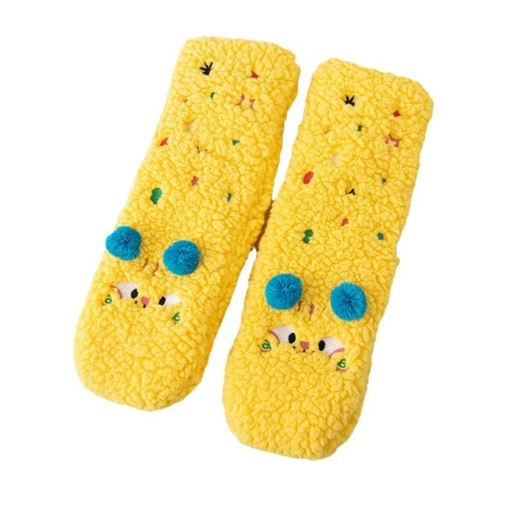 Calzini per pantofole con animali Calzini da pavimento antiscivolo Kawaii Calzini da pavimento in cashmere di agnello Adorabili per il sonno del pavimento dei bambini