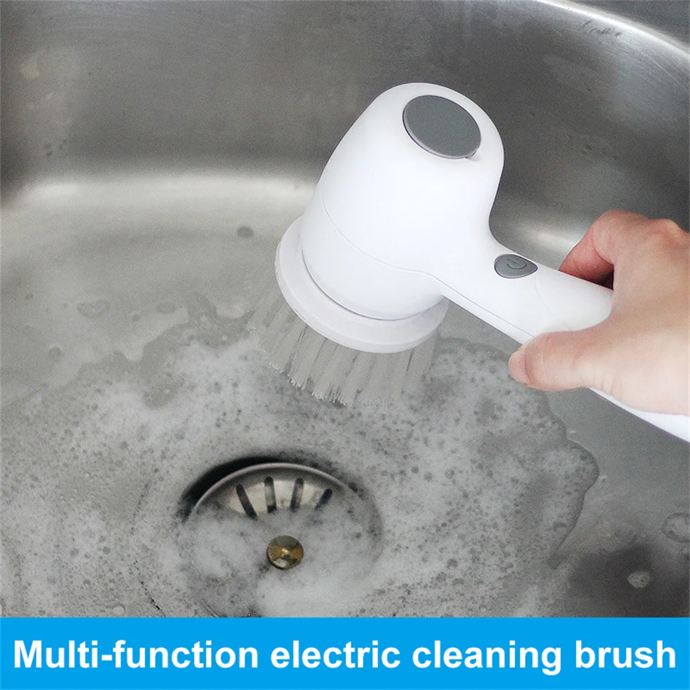 Electric Spin Scrubber With 3 Replaceable Brush Head USB Chargeable Multifunctional Scrubber Brush Polisher Sponge for Kitchen image 2
