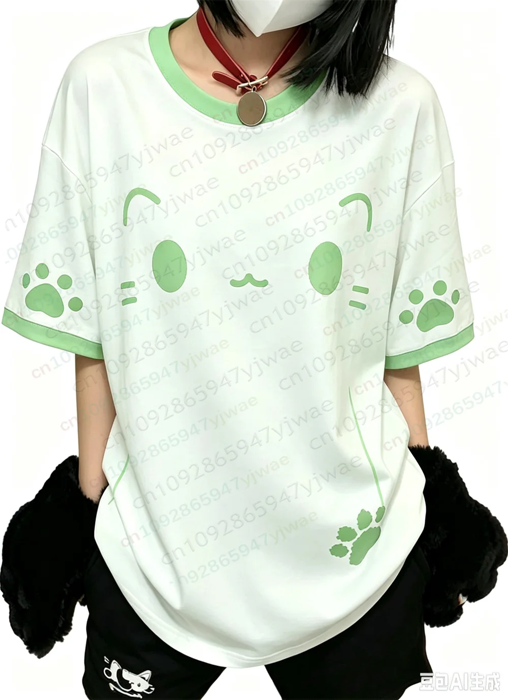 Japanische Kawaii Süße Katzenpfoten T-Shirts Damenmode Y2k Harajuku Niedlicher Cartoon-Druck Lose T-Shirts Tops Sommer Damen T-Shirt – Detail 5