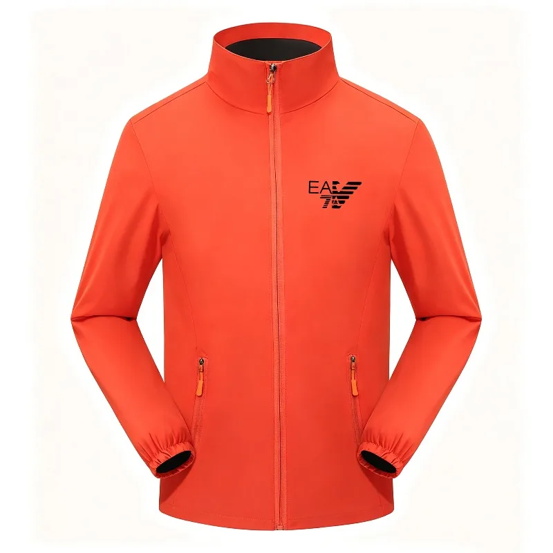 Hot Selling Couple Thin Windbreaker With EA Wing Graphic Print Full Zip Stand Collar Elastic Cuff Zipper Pockets Multi Color Out