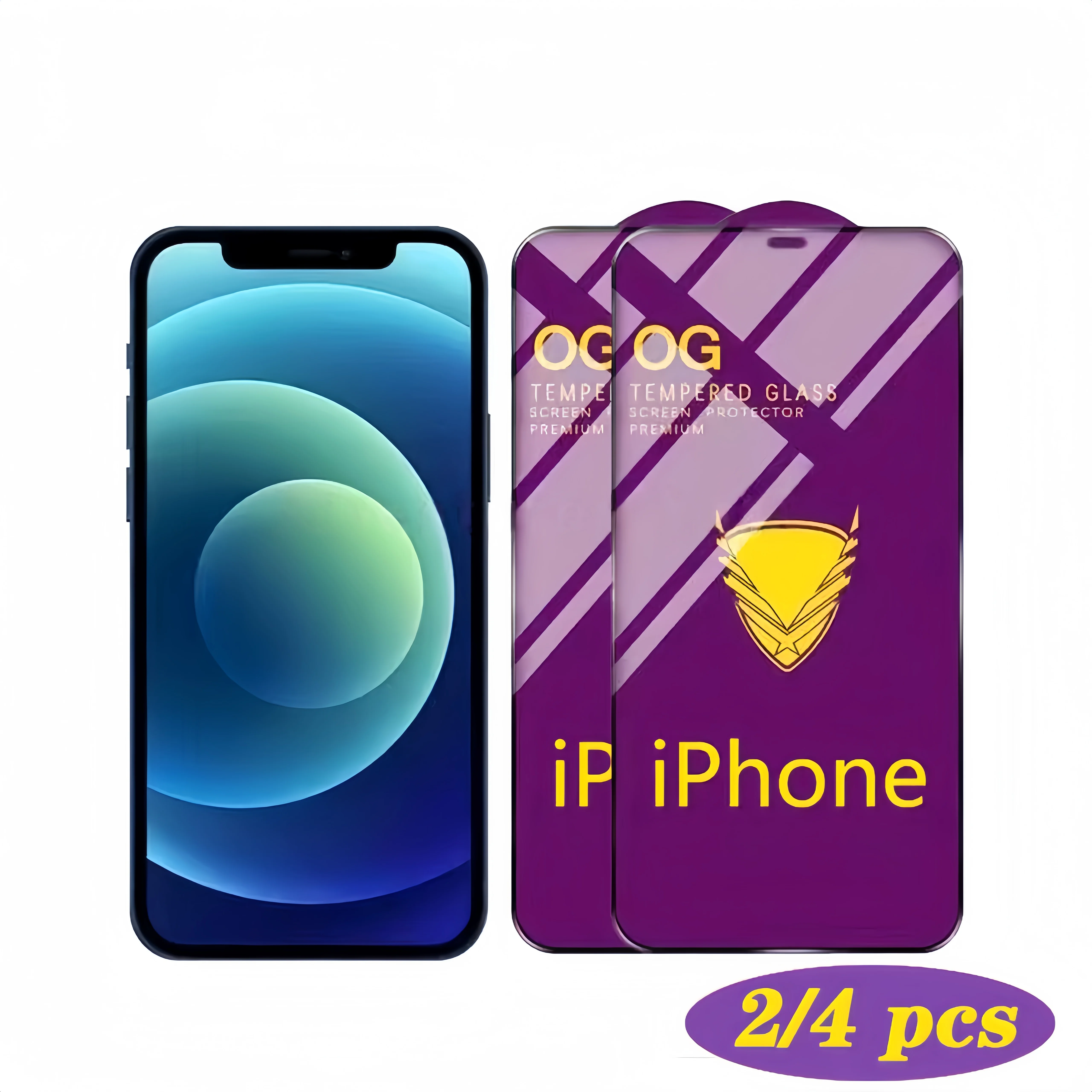

2PCS Tempered Glass OG Golden Armor Screen Protector for iPhone 17 Air 16e 16 15 14 13 12 11 Pro X XR XS Max Big Curved