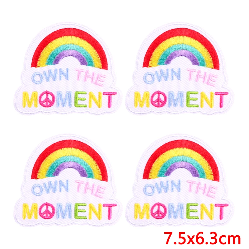 10PCS Wholesale Flower Text Slogan Patch Sew Embroidery Patch DIY Iron On Patches For Clothing thermoadhesive Patches On Clothes