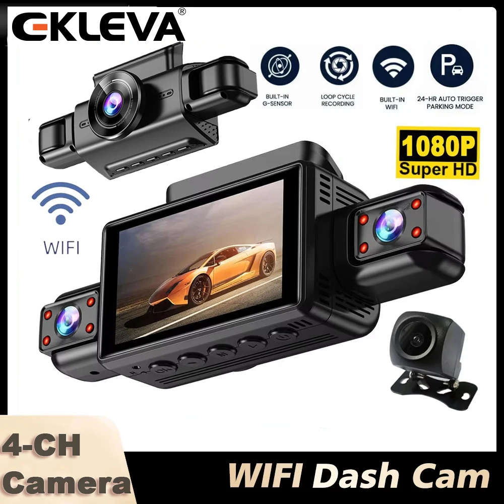 

4CH Hidden Dash Cam WiFi APP Car DVR 360° Parking Monitor Night Vision WDR Loop Recording G-Sensor Motion Detection Blackbox